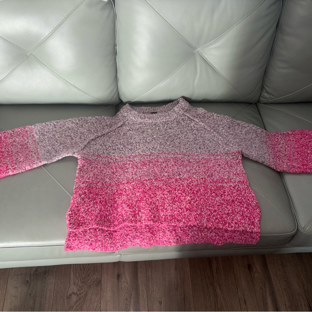 Free People Pink and Gray Crew Neck Sweater